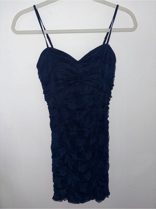 Lulus Dresses & Skirts - Lulu's Navy Textured Ruched Mini Dress with Spaghetti Straps